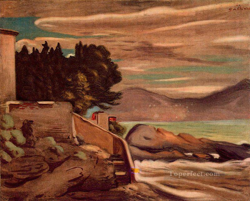 landscape near genova Giorgio de Chirico Metaphysical surrealism Oil Paintings